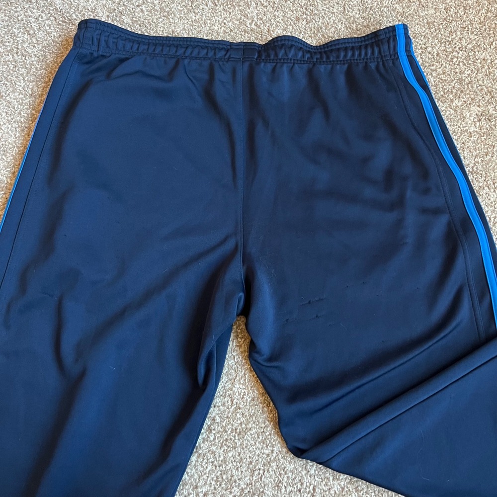 Adidas Mens Navy Blue Track Pants Three Stripe Athletic Trousers Large - Picture 11 of 11
